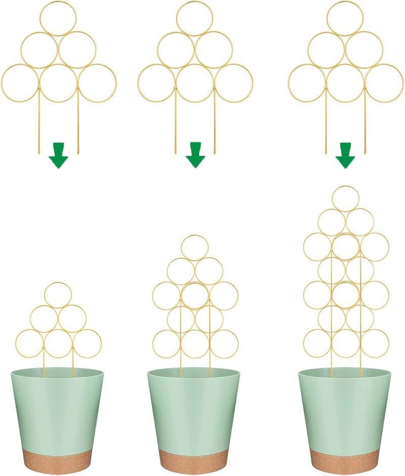 LONCHDAN Trellis for Climbing Plants Indoor 15.7 Inch, Small Plant Trellis for Potted Plants, 3 Pack Stackable Circle Garden Houseplant Trellis for Vines - Image 1